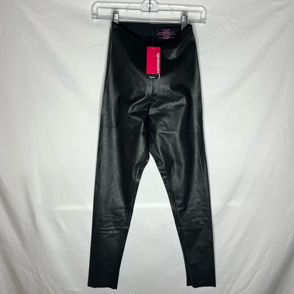 Commando Faux Leather Leggings Black Pull-On Stretch Pants Size L - NWT - Picture 8 of 9